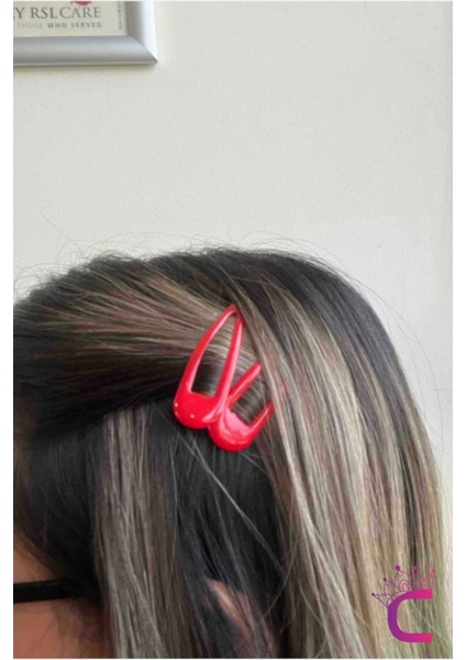 4'lü Model Çıt Çıt Toka Seti Kırmızı 5 cm - Günlük Kullanım Çıtçıt Toka Yan Saç Tokası modelleri