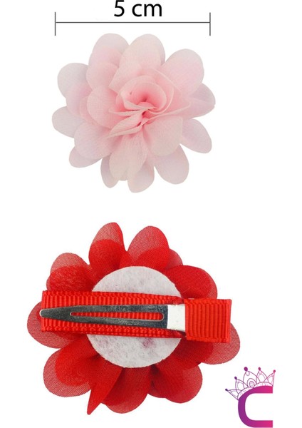2'li Chiffon Flower Kız Çocuk Toka Seti Açık Pembe - Çiçekli Bebek Çocuk Saç Tokası Klips Pens Toka modelleri