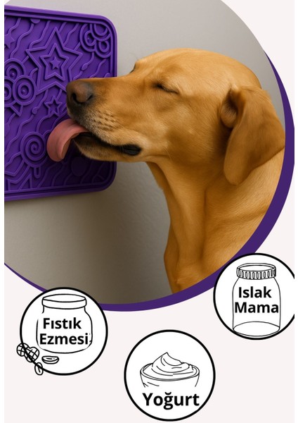 O'yalama Matı Köpek ve Kediler Için Yalama Matı Mor Renkli Vakumlu Yapışkanlı Lickmat fiyatları
