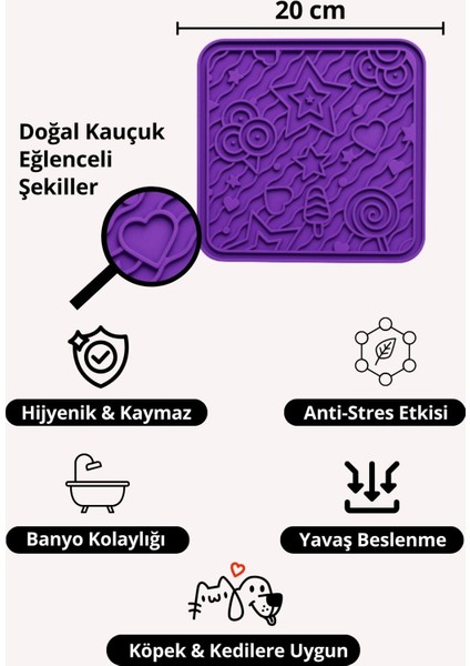 O'yalama Matı Köpek ve Kediler Için Yalama Matı Mor Renkli Vakumlu Yapışkanlı Lickmat fırsatları