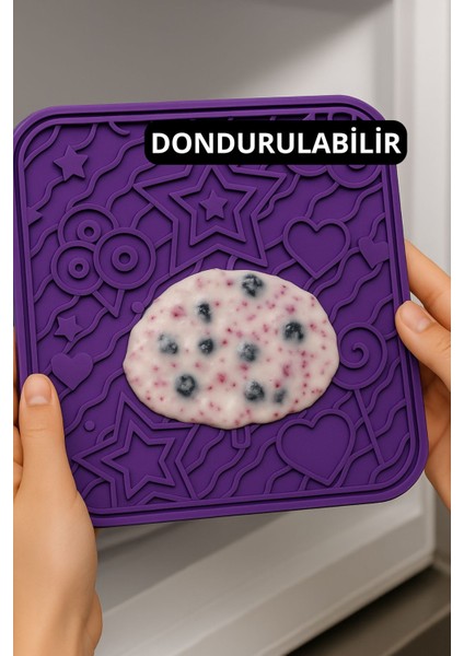 O'yalama Matı Köpek ve Kediler Için Yalama Matı Mor Renkli Vakumlu Yapışkanlı Lickmat