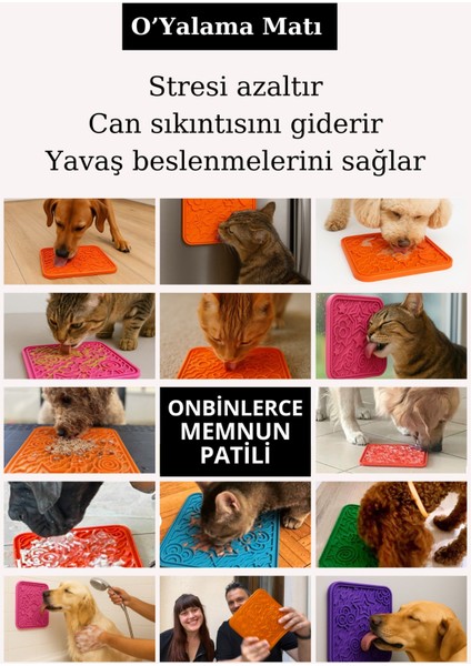 O'yalama Matı Köpek ve Kediler Için Yalama Matı Mor Renkli Vakumlu Yapışkanlı Lickmat