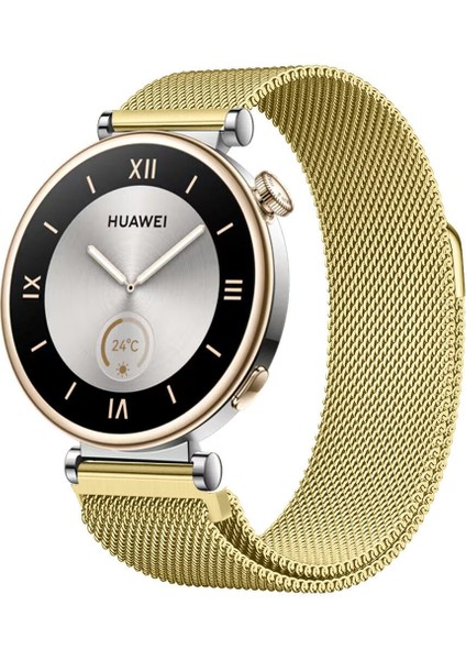 Watch Gt5 Pro 42MM / Gt5 41MM / Gt4 41MM Uyumlu 18 mm Metal Milanese Hasır Kordon – Paslanmaz Çelik, Mıknatıslı Ayarlanabilir Kayış