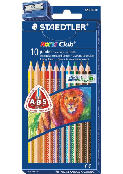 & WizDesign 128 Nc Noris Club Üçgen Jumbo Kuru Boya Kalemleri – Kalemtıraş Hediyeli (10 Veya 12 Renk Seçenekleri)