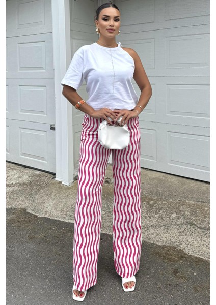 Çizgili Yüksek Bel Pantolon - Salaş Rahat fiyatları