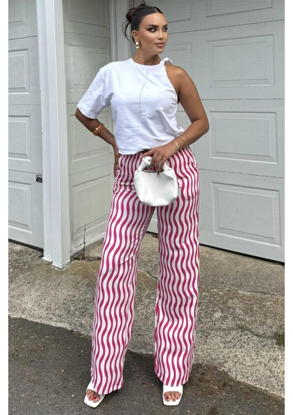 Çizgili Yüksek Bel Pantolon - Salaş Rahat indirimleri
