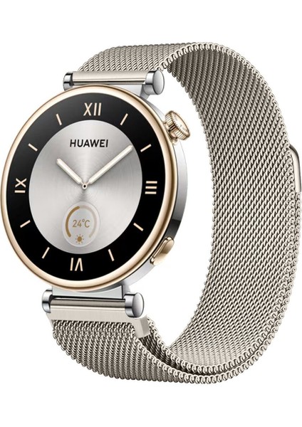 Watch Gt5 Pro 42MM / Gt5 41MM / Gt4 41MM Uyumlu 18 mm Metal Milanese Hasır Kordon – Paslanmaz Çelik, Mıknatıslı Ayarlanabilir Kayış