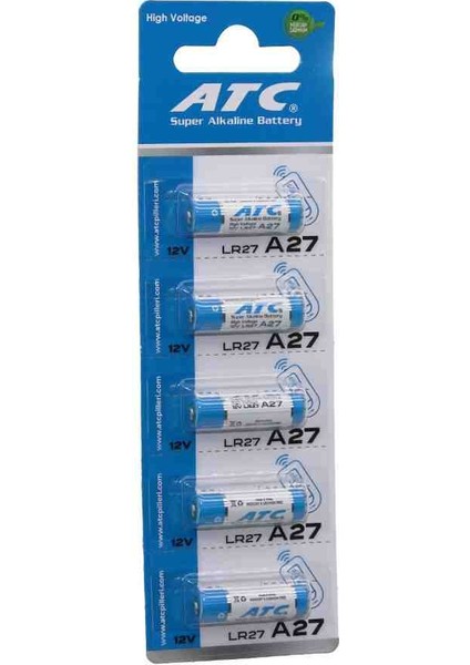 Super Alkaline Battery ( A27 - 27A ) ( LR27 ) Araç & Oto ( Kumanda Pili ) ( 12V ) ( 5li Kart