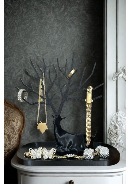 Şık Geyik Tasarımlı Takı Düzenleyici, Yüzük, Küpe, Kolye Askılığı, Modern Ve Rustik