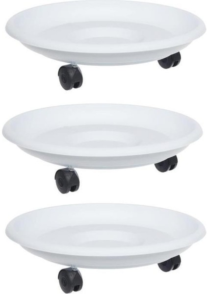 SO-TT01 Tekerlekli Saksı Tabağı No 1 Beyaz 3 Adet