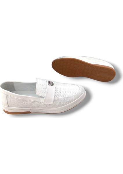 GE0165 Deri Lazerli B Armalı Yazlık Termoaktif Taban Erkek Loafer Ayakkabı indirimleri