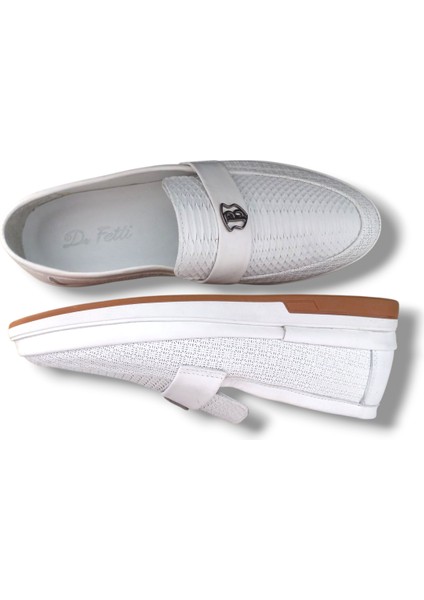 GE0165 Deri Lazerli B Armalı Yazlık Termoaktif Taban Erkek Loafer Ayakkabı