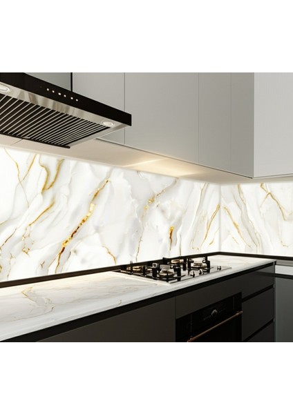 Vinil Beyaz Mermer Desenli Duvar Sticker Kendinden Yapışkanlı 60X30CM