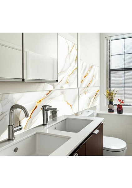 Vinil Beyaz Mermer Desenli Duvar Sticker Kendinden Yapışkanlı 60X30CM modelleri