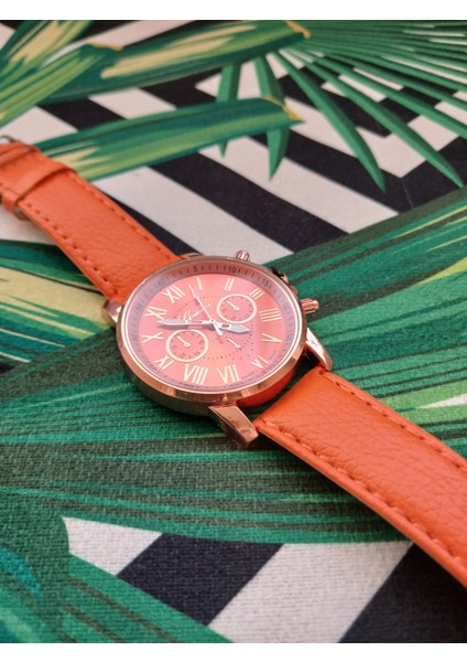 Kadın Turuncu Roma Rakamlı Şık Kol Saati modelleri