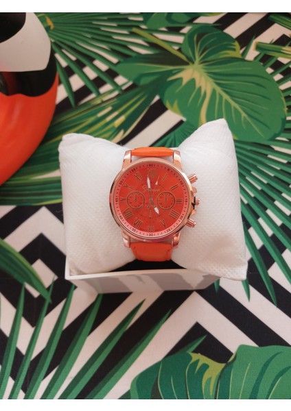 Kadın Turuncu Roma Rakamlı Şık Kol Saati