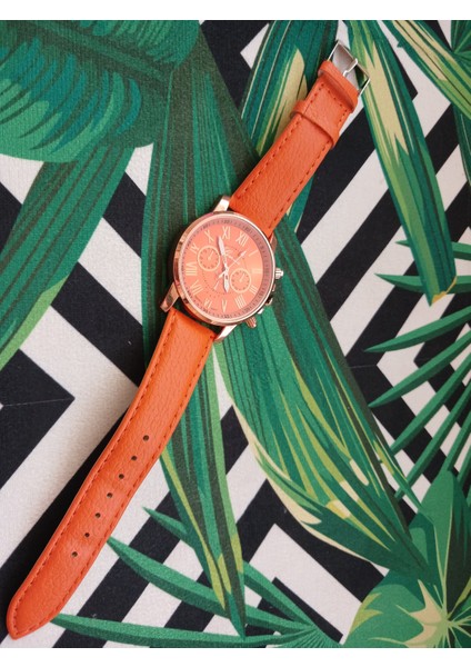 Kadın Turuncu Roma Rakamlı Şık Kol Saati