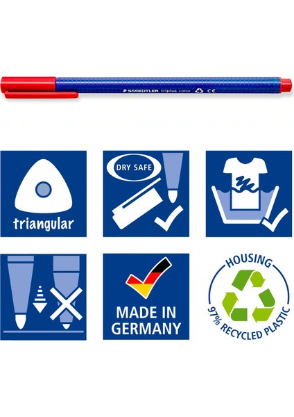 & WizDesign 323 Sb Triplus Color Keçeli Kalem – 1.0 mm Uç (10 Veya 20 Renk Seçenekleri) indirimleri