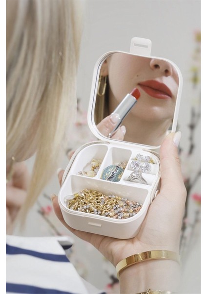 Mini Aynalı Takı Kutusu Çok Renkli Düzenleyici 3464