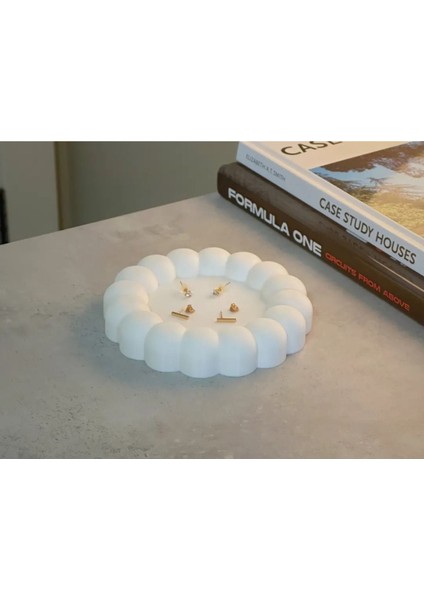 10 cm Beyaz Dekoratif Takı Tabağı – Yüzük Ve Küpe Organizeri