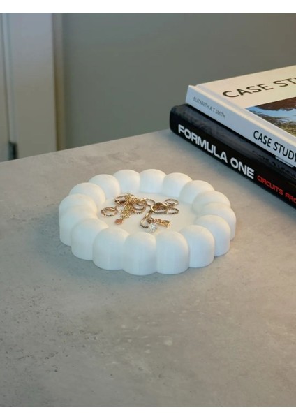 10 cm Beyaz Dekoratif Takı Tabağı – Yüzük Ve Küpe Organizeri fiyatları