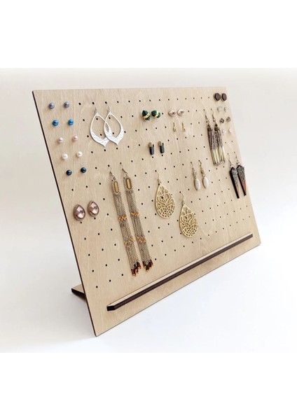 Ahşap Takı Düzenleyici, Şık ve Minimalist Küpe Askısı, Dekoratif Organizer