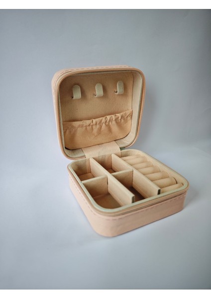 Pudra Renkli Dikdörtgen Takı Kutusu, Seyahat İçin İdeal Ve Şık Tasarım fiyatları