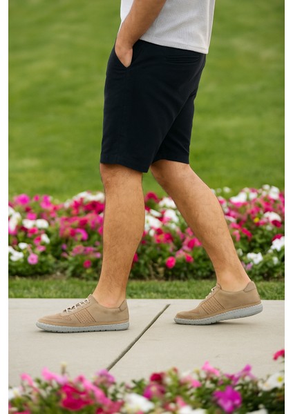 GR0344 Hakiki Nubuk Deri Dikişli Hafif Poli Taban Erkek Sneaker Spor Ayakkabı fırsatları