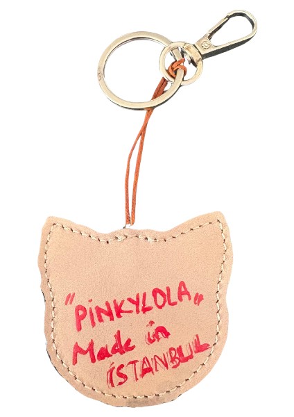 Kedi Model Lola Gri Bej Hakiki Deri El Boyaması Anahtarlık, Çanta Süsü indirimleri