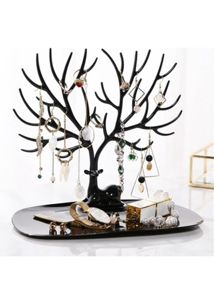 Şık Siyah Geyik Tasarımlı Takı Ve Mücevher Standı, Organizer Ve Dekorasyon İçin Mükemmel
