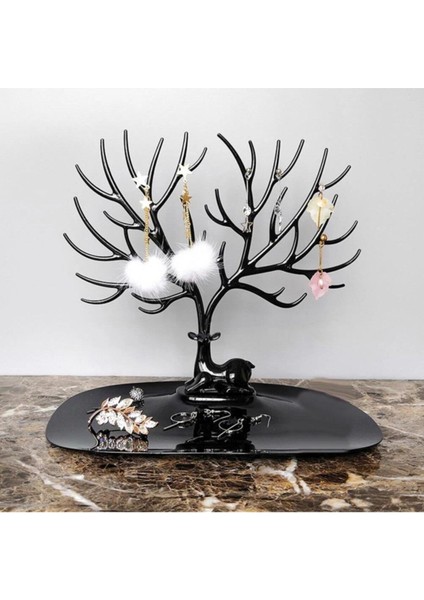 Şık Siyah Geyik Tasarımlı Takı Ve Mücevher Standı, Organizer Ve Dekorasyon İçin Mükemmel indirimleri