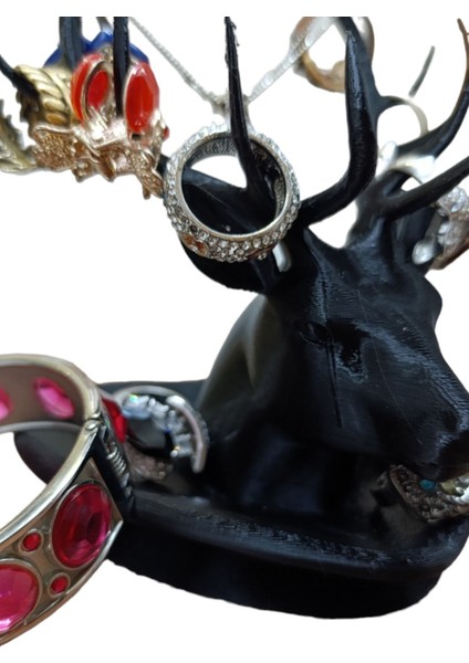 Siyah Geyik Tasarımlı Takı Askısı, Şık ve Kullanışlı Saklama Çözümü