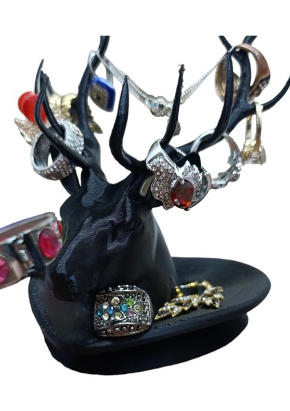 Siyah Geyik Tasarımlı Takı Askısı, Şık ve Kullanışlı Saklama Çözümü