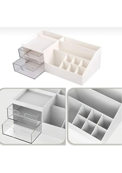 İki Çekmeceli Çok Amaçlı Makyaj ve Takı Düzenleyici Bej Renk fırsatları