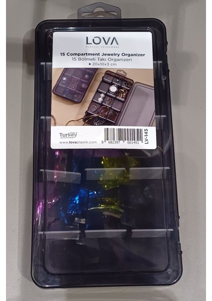 15 Bölmeli Siyah Takı Organizer, Düzenli Saklama İçin Mükemmel Seçim