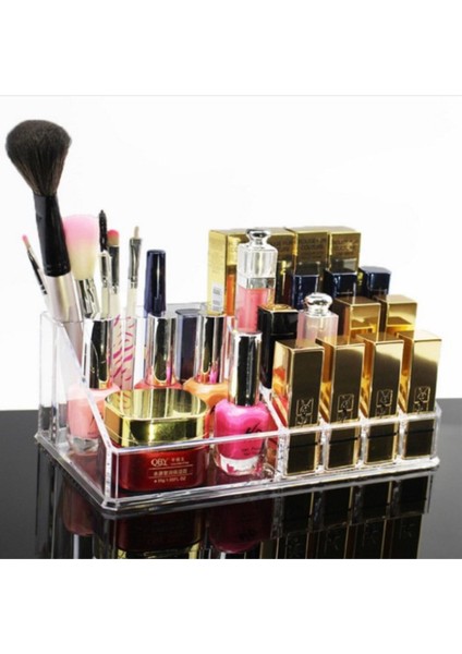 16 Bölmeli Şeffaf Makyaj Malzeme Düzenleyici Kutu, Turuncu Renkli, Pratik ve Şık Tasarım fırsatları