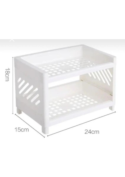 2 Katlı Çok Amaçlı Makyaj Ve Kozmetik Düzenleyici Raf Beyaz
