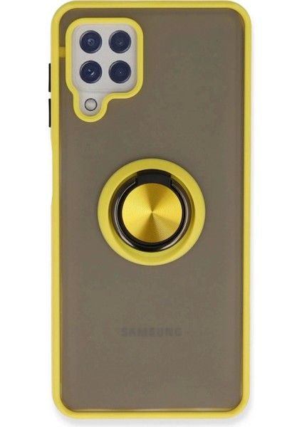Samsung Galaxy A22 Kılıf Montreal Yüzüklü Silikon Kapak - Sarı