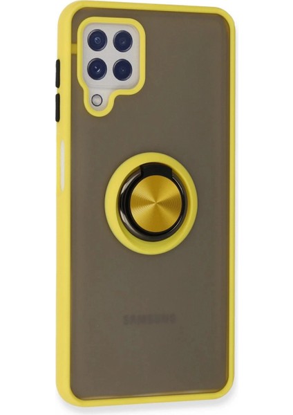 Samsung Galaxy A22 Kılıf Montreal Yüzüklü Silikon Kapak - Sarı modelleri