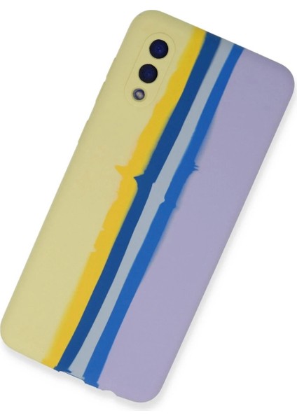 Samsung Galaxy A02 Kılıf Ebruli Lansman Silikon - Sarı-Lila fiyatları