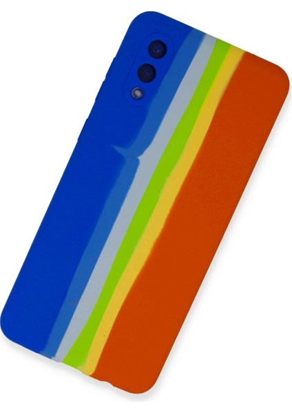 Samsung Galaxy A02 Kılıf Ebruli Lansman Silikon - Mavi-Turuncu fiyatları