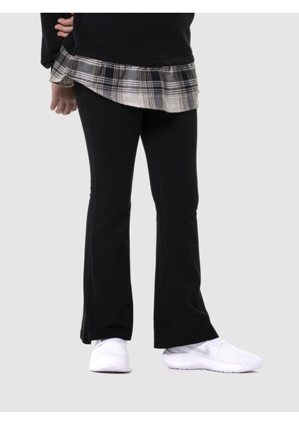Kız Çocuk Siyah Streç Jersey Legging Flare Tayt