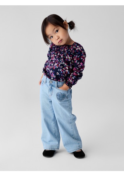 Kız Bebek Açık Mavi Wide Leg Jean Pantolon indirimleri