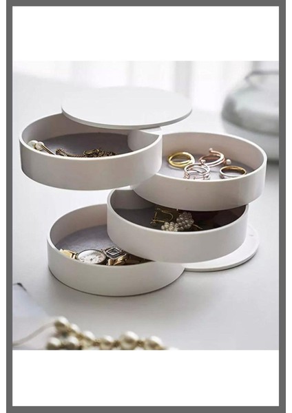 Beyaz Takı ve Makyaj Organizeri, Şık Aksesuar Kutusu, Kolye, Yüzük, Düğme Saklama