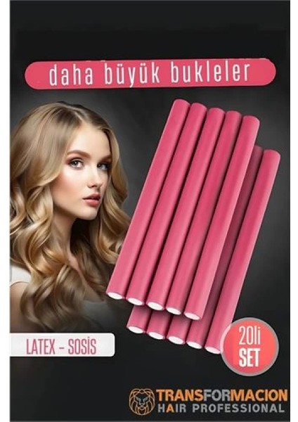 Modacar Sosis Latex Bigudi - Isısız Saç Bigudisi 17 mm 20 Adet