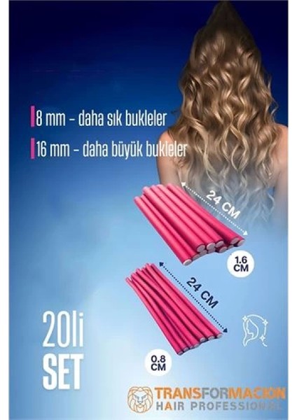 Modacar Sosis Latex Bigudi - Isısız Saç Bigudisi 8 ve 18 mm 20 Adet fiyatları