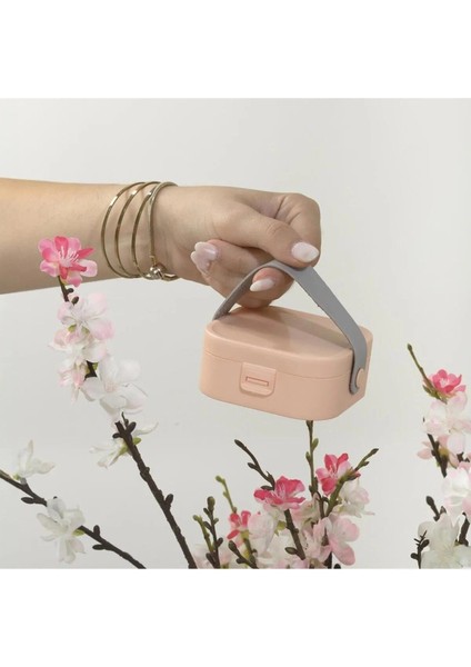 Turuncu Taşınabilir Makyaj ve Takı Kutusu, Aynalı Mini Organizer