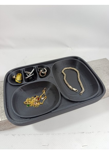 Şık Siyah Modüler Takı Tepsisi, Düzenli ve Zarif Saklama Çözümü