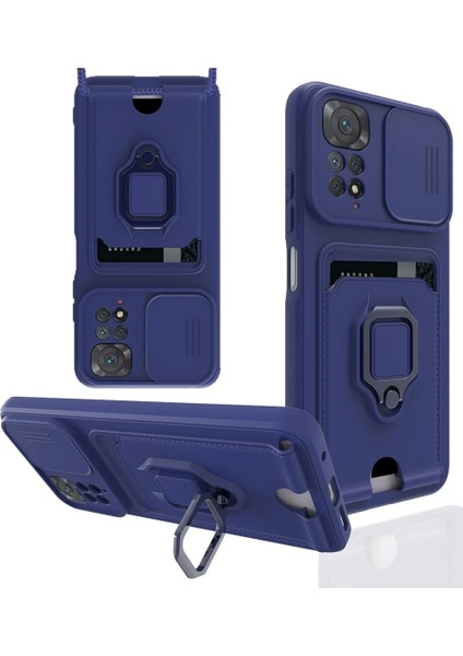 Xiaomi Redmi Note 11 Pro Kılıf Zuma Kartvizitli Yüzüklü Silikon - Lacivert