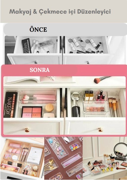 15'li Çok Amaçlı Çekmece İçi Düzenleyici, Şeffaf ve Pratik Organizatör modelleri